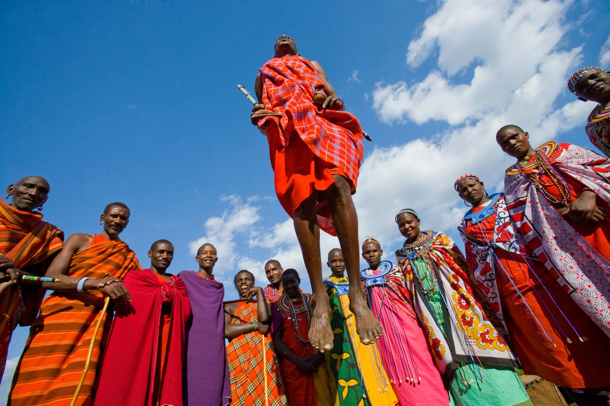 Maasai men performing a jumping dance